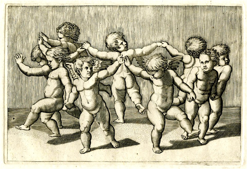 Marcantonio - After - Two winged cupids dance with seven wingless cupids with their arms joined in a circle, 1873,1213.537