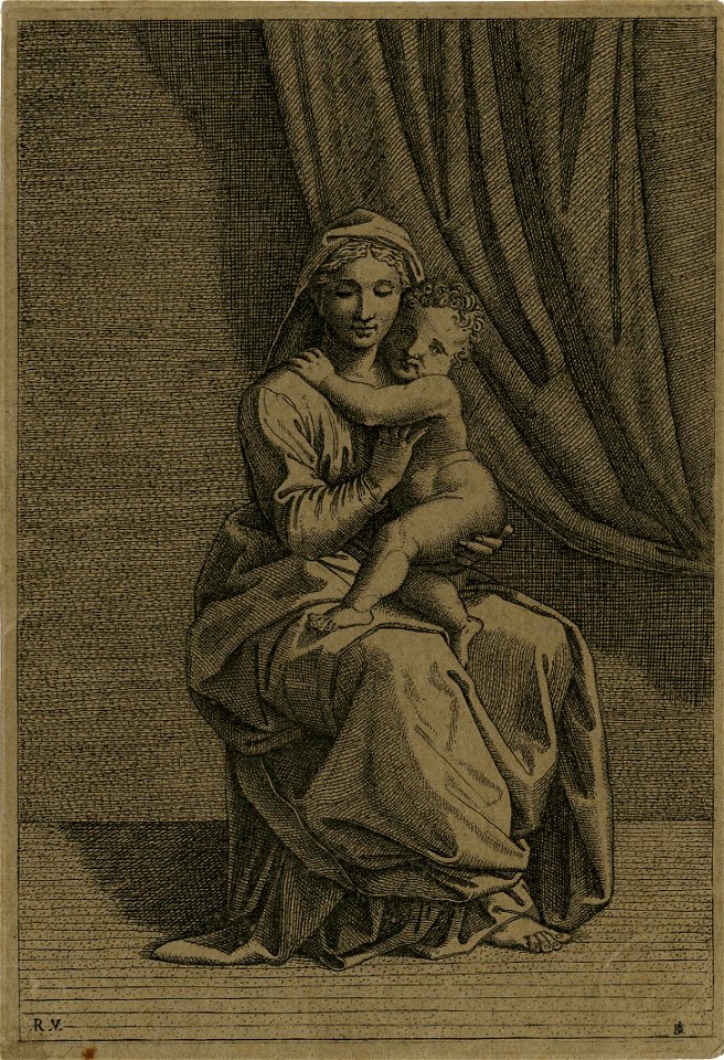 Marcantonio - After - Virgin and Christ child, reversed detail after Marcantonio's Virgin and the cradle, V,4.71