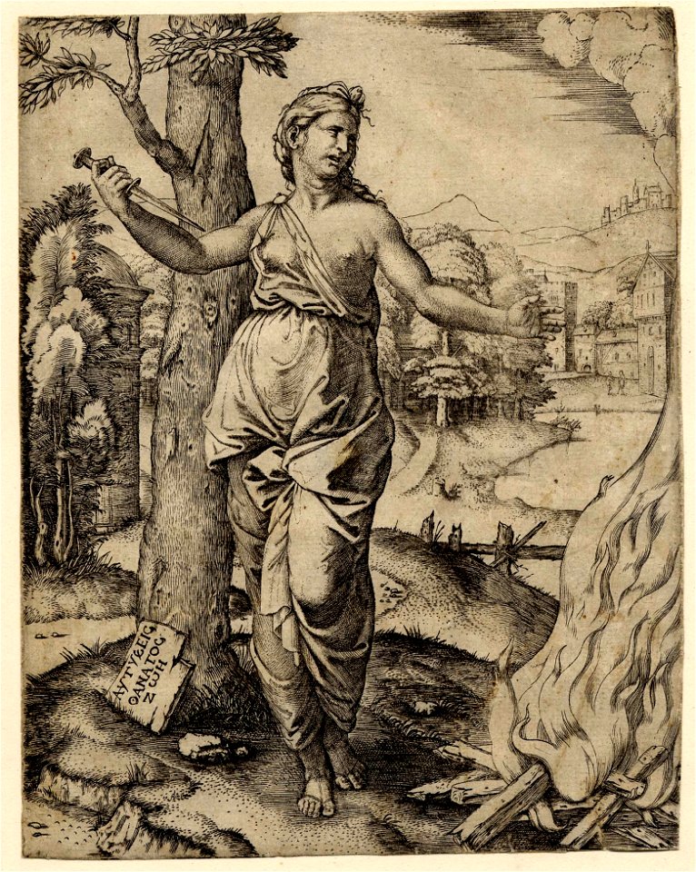 Marcantonio - Dido holding a dagger in her right hand, 1870,0625.1064