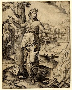 Marcantonio - Dido holding a dagger in her right hand, 1870,0625.1064
