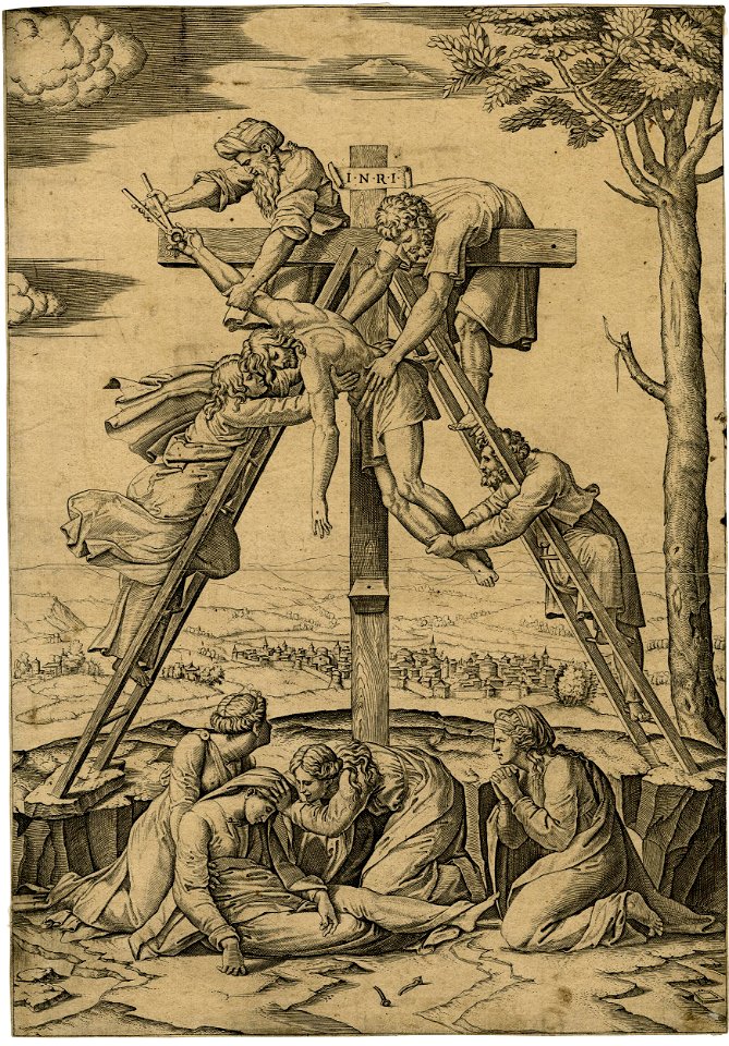 Marcantonio - Christ's descent from the Cross, V,5.40