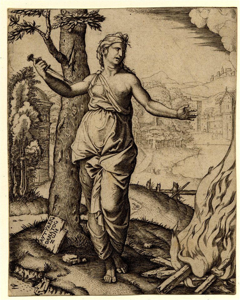 Marcantonio - Dido holding a dagger in her right hand, 1868,0822.37