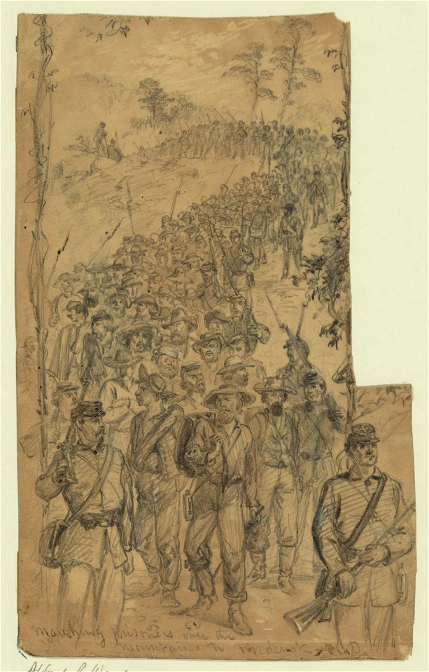 Marching prisoners over the mountains to Frederick, M.D. LCCN2004660328
