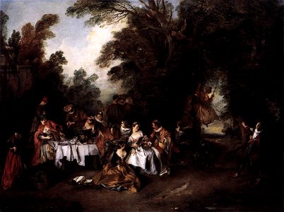 Nicolas Lancret - Le Repas Italien - WGA12428. Free illustration for personal and commercial use.