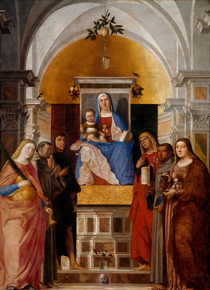 Marcello Fogolino - Madonna and Child, Enthroned, with Six Saints - 347 - Rijksmuseum