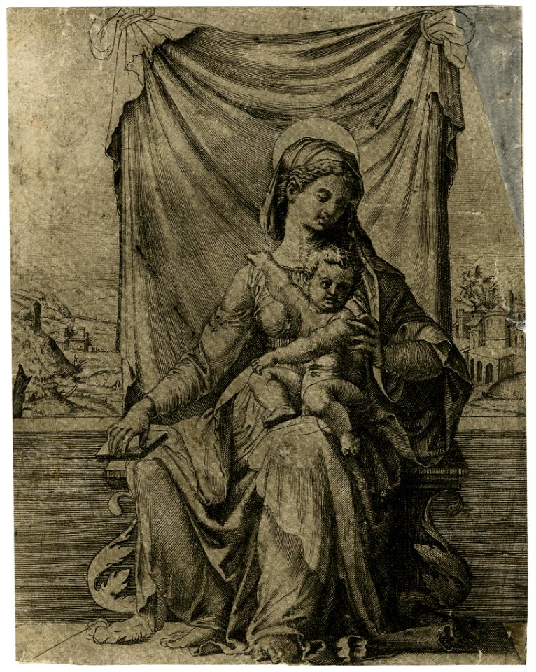 Marcantonio - The Virgin seated on a throne with lion's feet, V,4.70