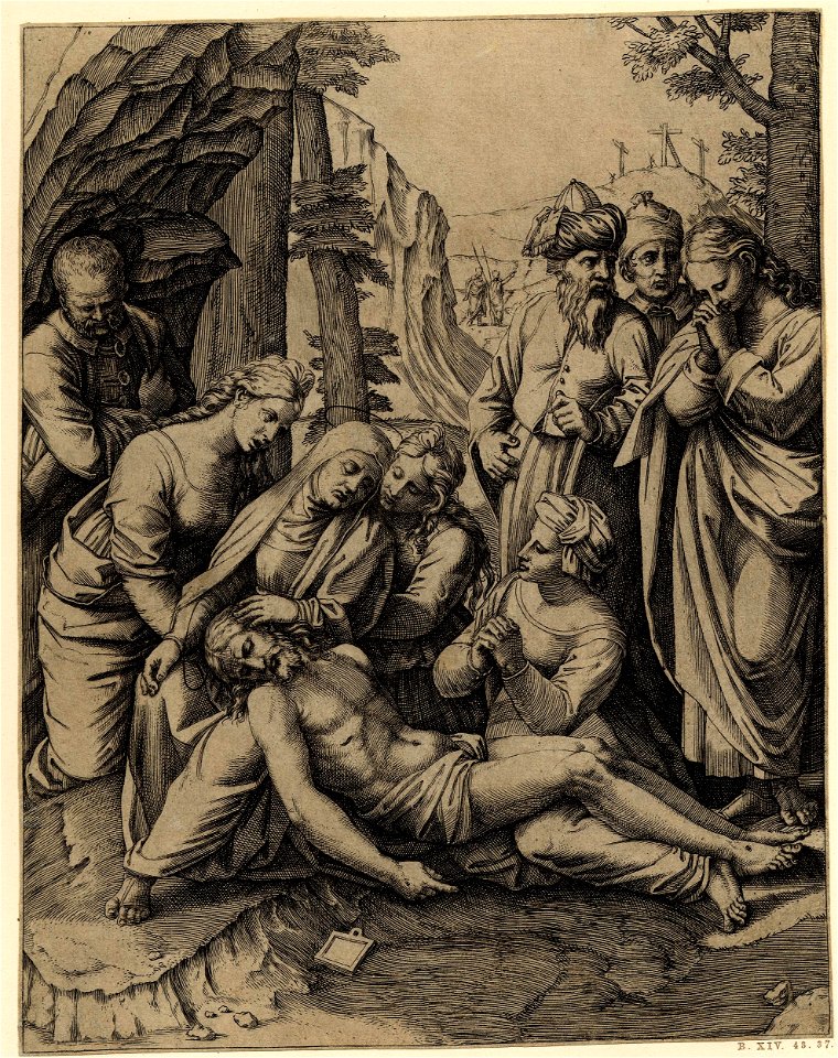 Marcantonio - The three Maries lament the body of Christ, H,1.31