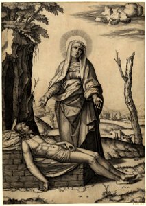 Marcantonio - The Virgin lamenting the dead Body of Christ, H,1.27