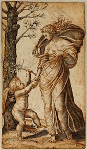 Marcantonio Raimondi - Reconciliation of Minerva and Cupid - Google Art Project. Free illustration for personal and commercial use.