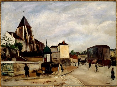 Marcel Leprin - L'Église Saint-Germain-de-Charonne, la place Saint-Blaise et la rue de Bagnolet - P1922 - Musée Carnavalet
