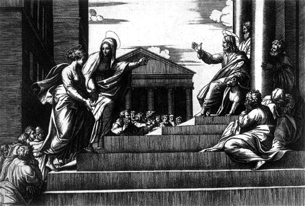 Marcantonio Raimondi - Jesus before the Temple - WGA18976