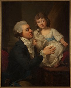 Marcello Bacciarelli - Portrait of Michał Jerzz Wandalin Mniszech (1742–1806) with his daughter Elżbietka (1787-92–1830) and the dog Kiopek - MP 4709 MNW - National Museum in Warsaw