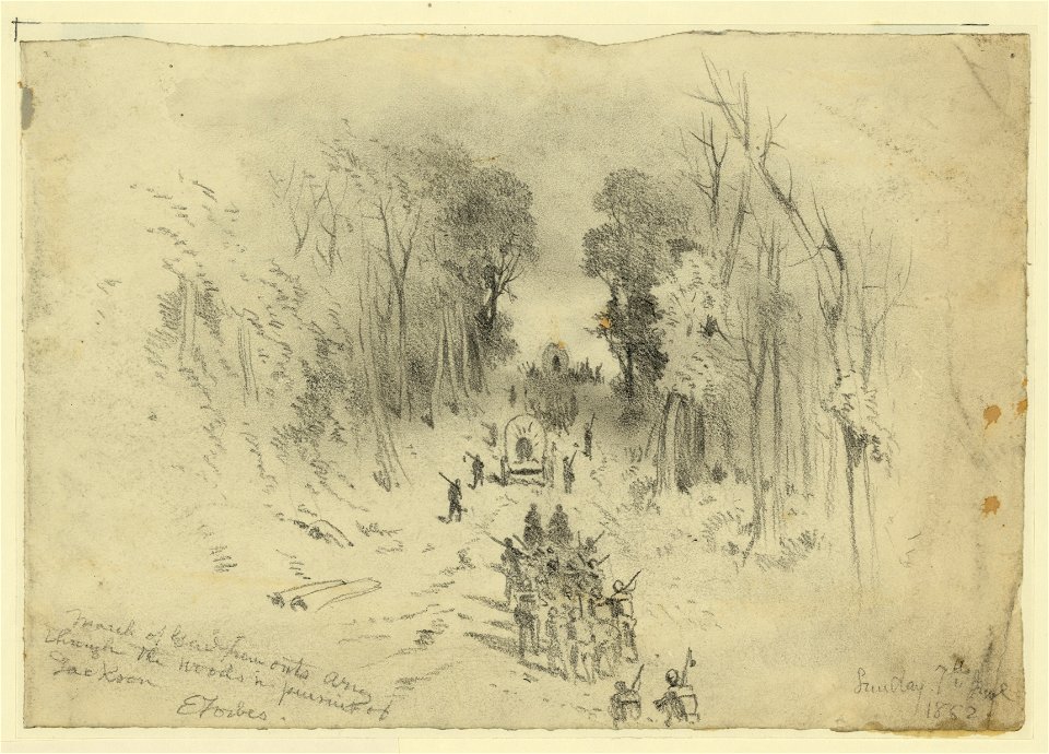 March of Genl. Fremont's army through the woods in pursuit of Jackson - E. Forbes. LCCN2004661891