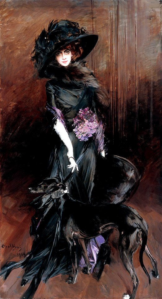 Marchesa Luisa Casati, with a greyhound, by Giovanni Boldini