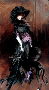 Marchesa Luisa Casati, with a greyhound, by Giovanni Boldini