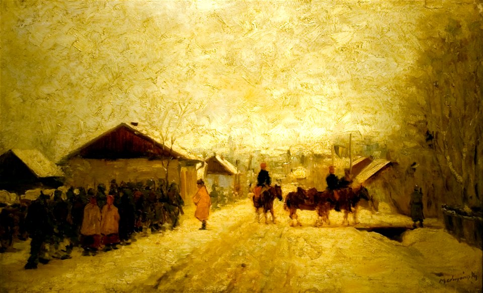 Marching Soldiers in Winter Landscape