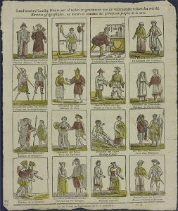 Land-beschryf-kundig Nieuw-jaar of zeden en gewoonten van de voornaamste volken der wereld-Catchpenny print-Borms 0139