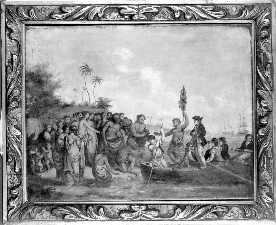 Landing of Captain Cook at Middleburg, Friendly Islands RMG BHC1802