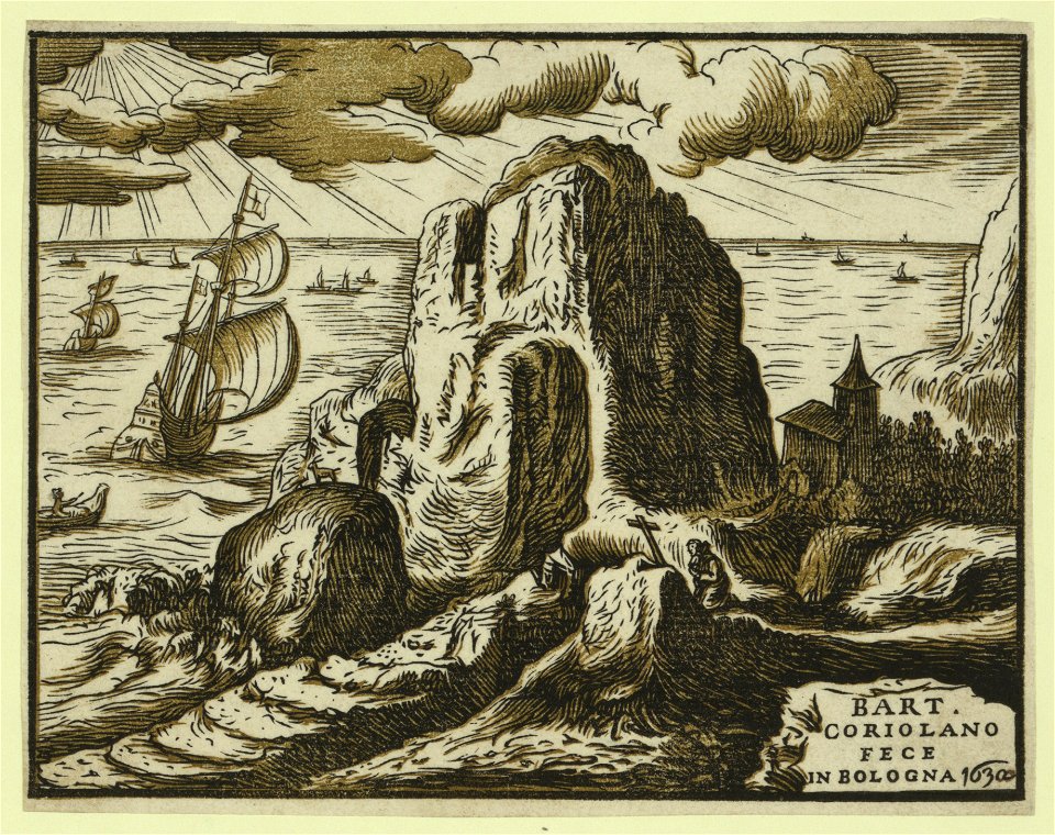 Landscape (with hermit or saint in prayer) - Bart. Coriolano fece in Bologna. LCCN2008678760