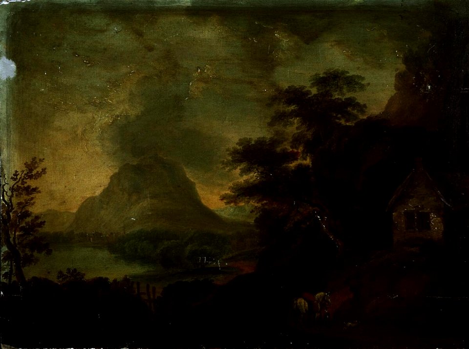 Landscape with lake and mountains