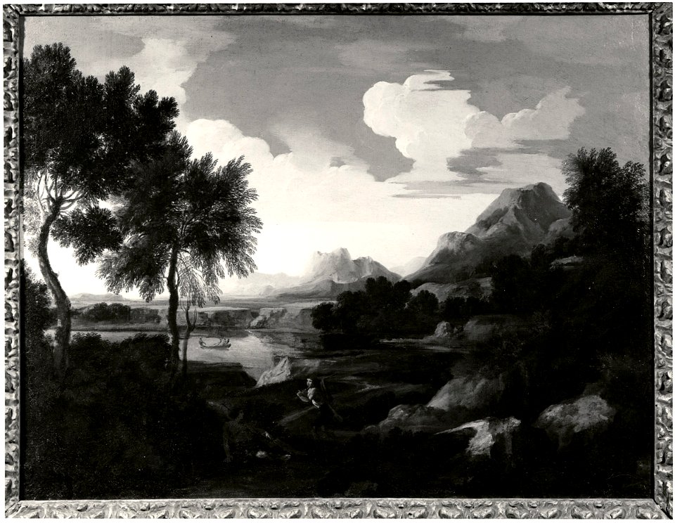 Landscape with Huntsmen, Mountains and a Lake (Gaspard Dughet) - Nationalmuseum - 23818