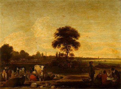Landscape with Herdsmen and Cattle by Cornelis Saftleven Mauritshuis 538