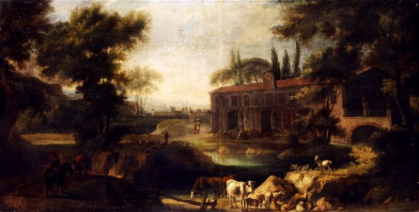 Landschaft mit herrschaftlichem Landgut. Italien 17Jh