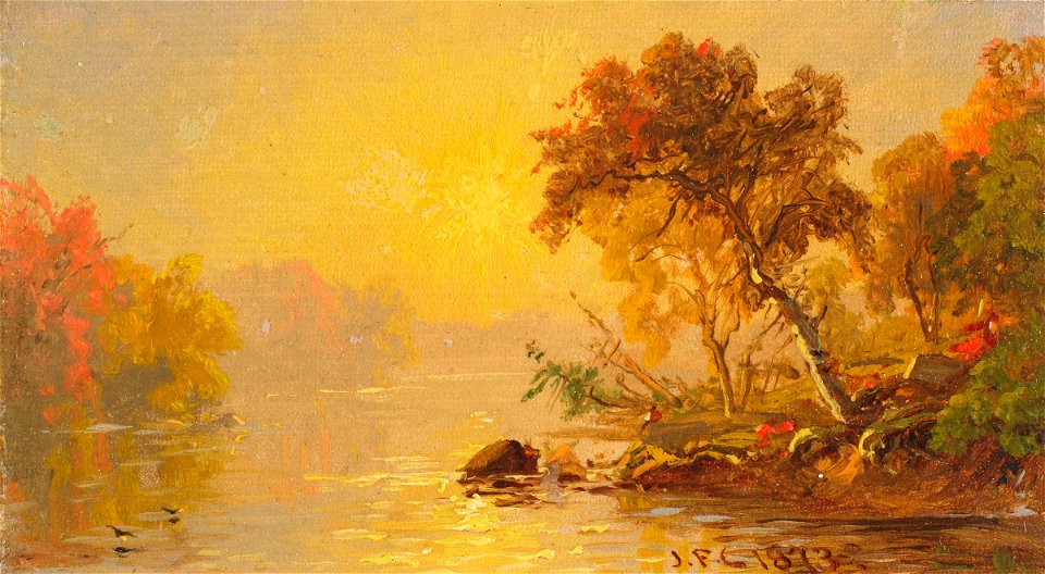 Landscape by Jasper Francis Cropsey. Free illustration for personal and commercial use.