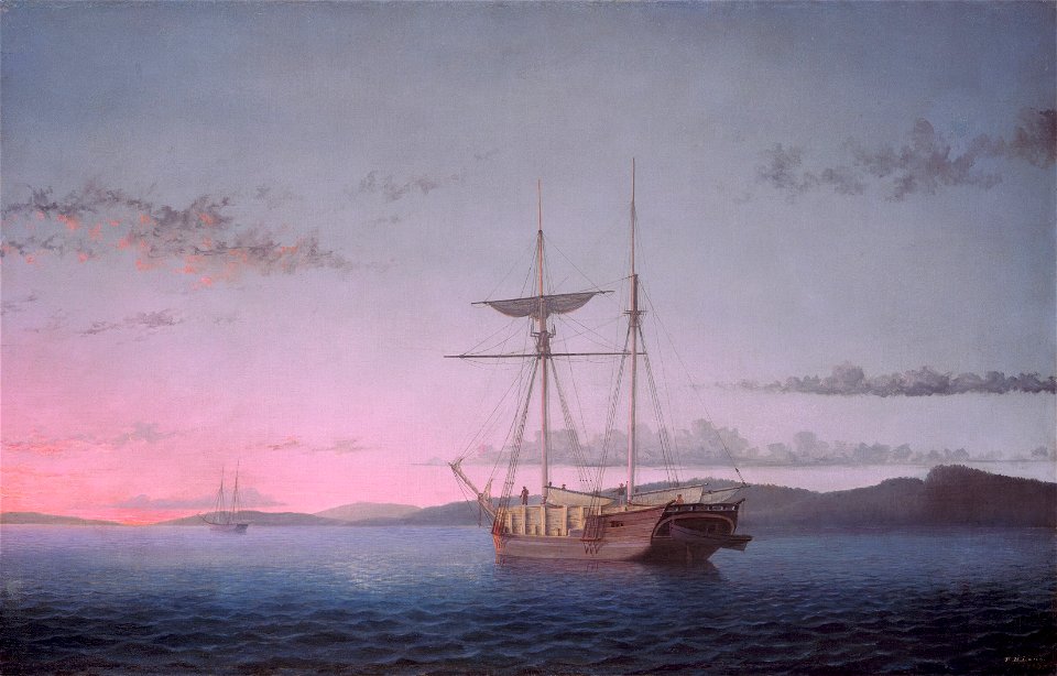 Fitz Henry Lane - Lumber Schooners at Evening on Penobscot Bay (1863)