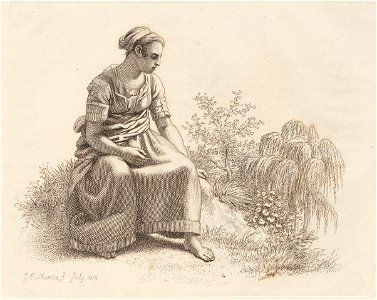 Landschap met rustende vrouw en wilgenboom, objectnr A 12626
