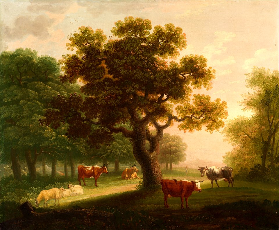 Landscape with Cattle, Sheep and Distant Figure P5749