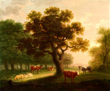 Landscape with Cattle, Sheep and Distant Figure P5749