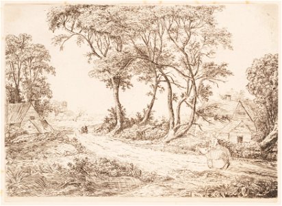 Landschap met vrouw op een ezel, objectnr A 14133