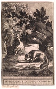 Landschap met ooievaar en vos