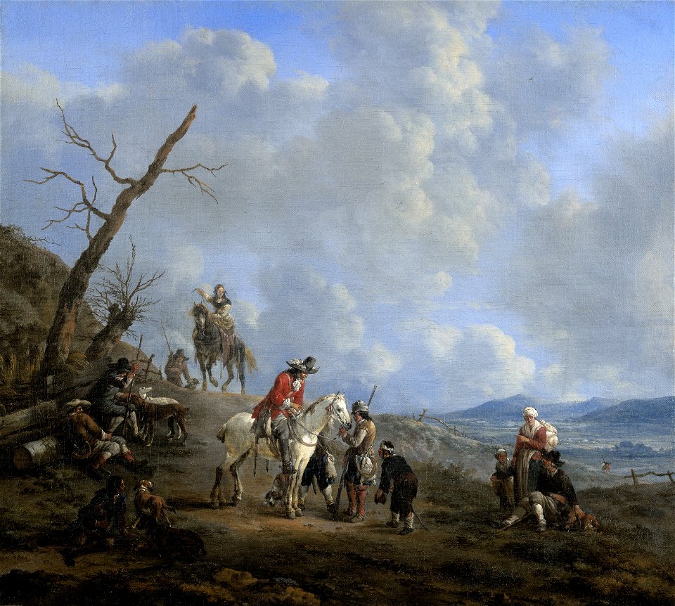 Landschap met ruiters, jagers en landlieden Rijksmuseum SK-A-700