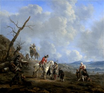 Landschap met ruiters, jagers en landlieden Rijksmuseum SK-A-700