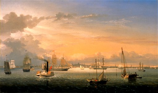 Boston Harbor by Fitz Hugh Lane, 1854. Free illustration for personal and commercial use.