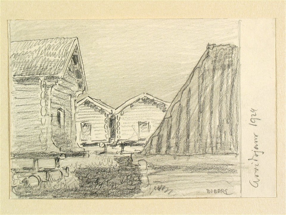 Lappland, Piteå lappmark, Arvidsjaurs sn., Arvidsjaur. Teckning av Ferdinand Boberg - Nordiska museet - NMA.0088284