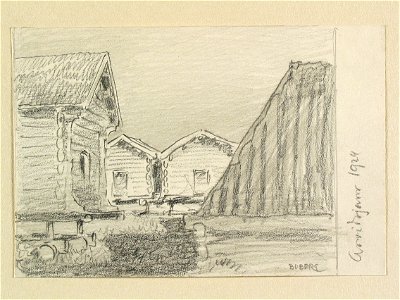 Lappland, Piteå lappmark, Arvidsjaurs sn., Arvidsjaur. Teckning av Ferdinand Boberg - Nordiska museet - NMA.0088284