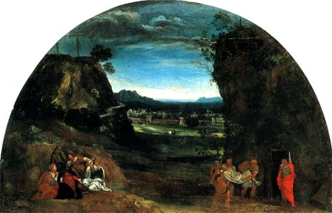 Annibale Carracci Paesaggio con la Sepoltura di Cristo Doria Pamphilj. Free illustration for personal and commercial use.