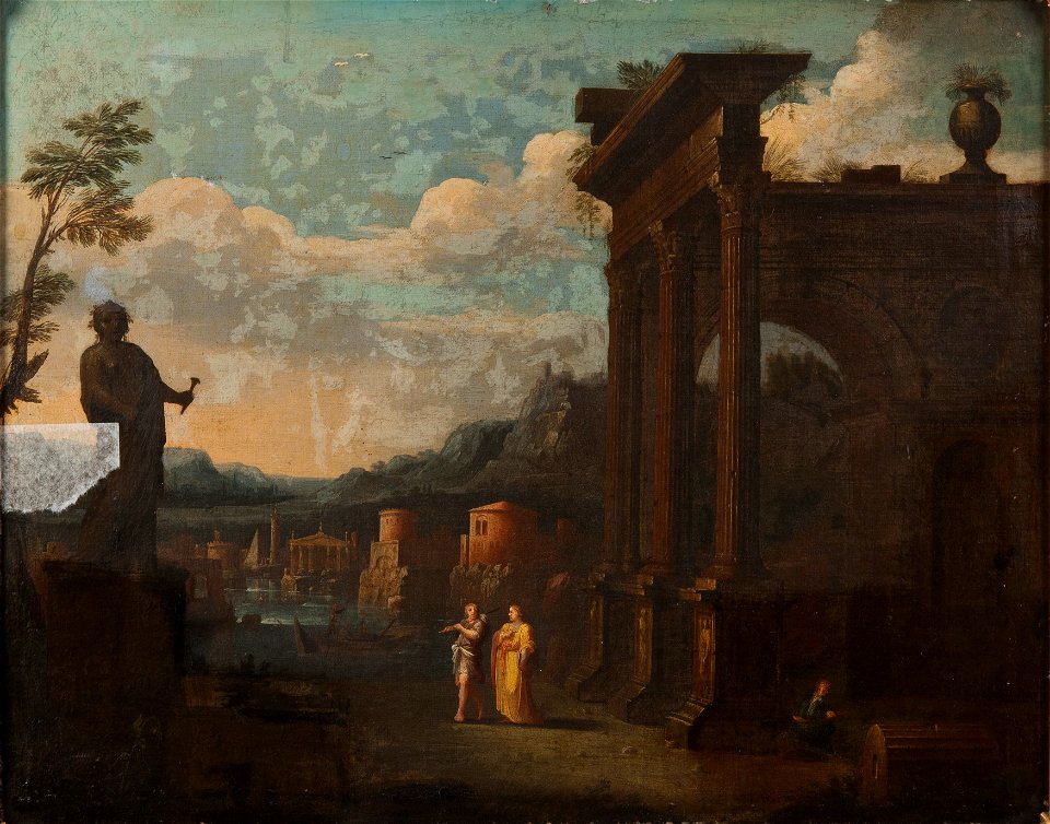 Landscape with Harbour and Antique Buildings (Agostino Tassi) - Nationalmuseum - 17135