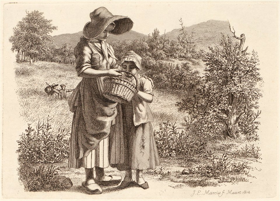 Landschap met vrouw en kind op de voorgrond, objectnr A 12598