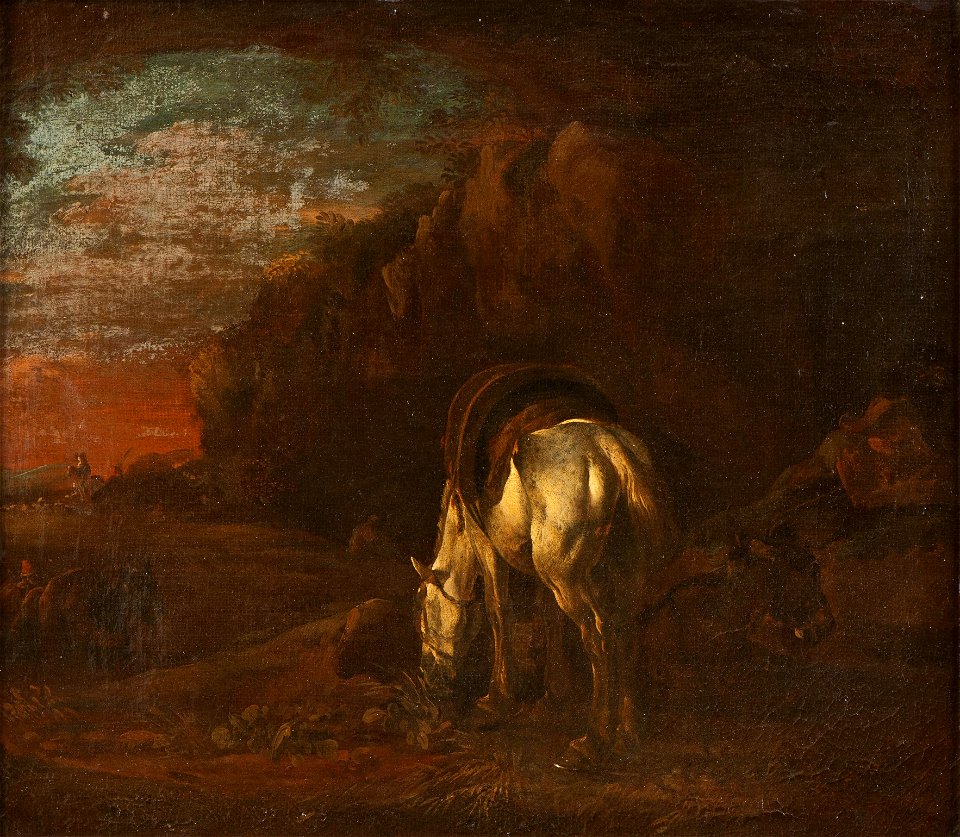Landscape with a White Horse Grazing (Michelangelo Cerquozzi) - Nationalmuseum - 19063