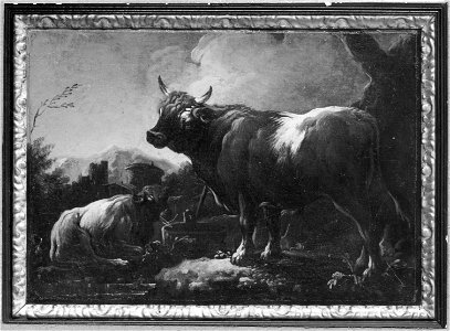 Landscape with a Bull and a Resting Cow (Cajetan Roos) - Nationalmuseum - 17237