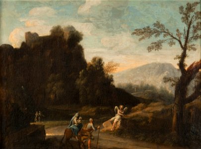 Landscape with the Flight into Egypt - Nationalmuseum - 17882. Free illustration for personal and commercial use.