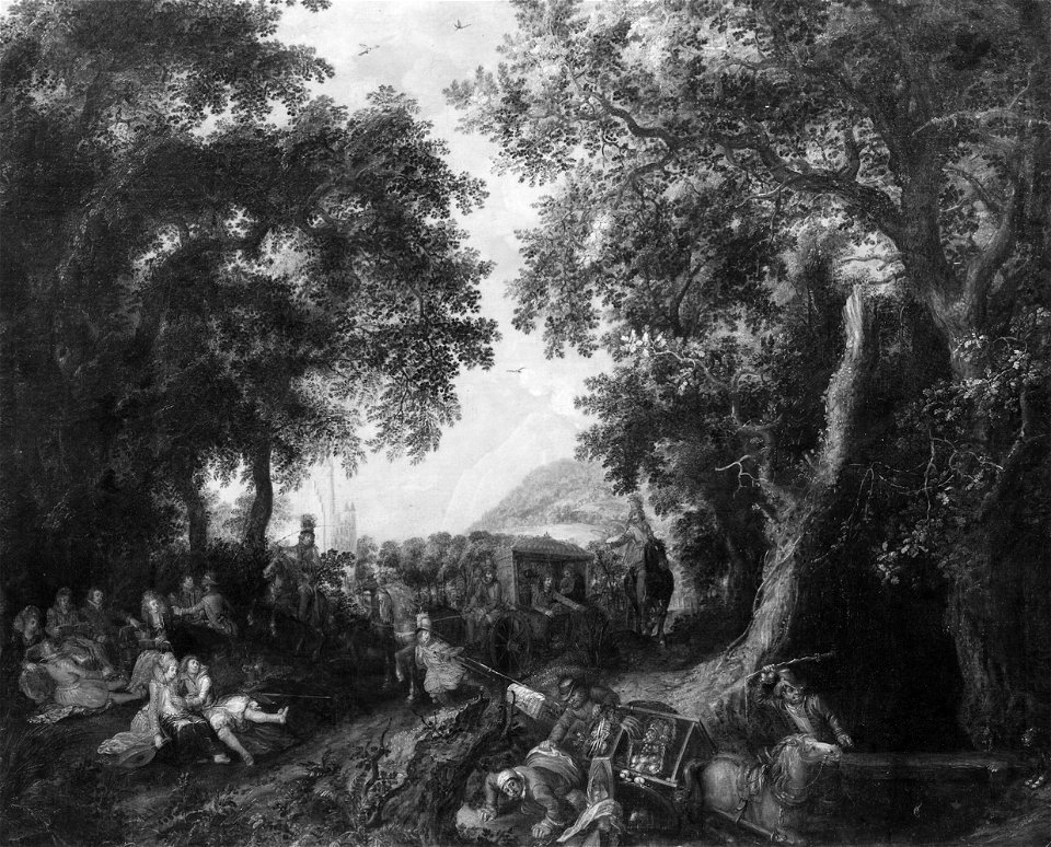 Landscape with a Hunting Party and an Overturned Wagon (David Vinckboons) - Nationalmuseum - 20980