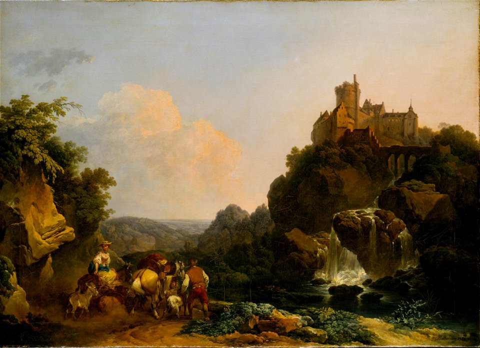 Landscape with Waterfall, Castle and Peasants (Philippe-Jacques Loutherbourg d.y.) - Nationalmuseum - 17855