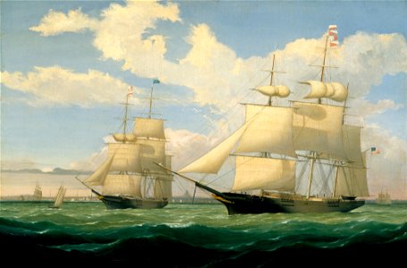 Fitz Henry Lane - The Ships Winged Arrow and Southern Cross in Boston Harbor - Google Art Project