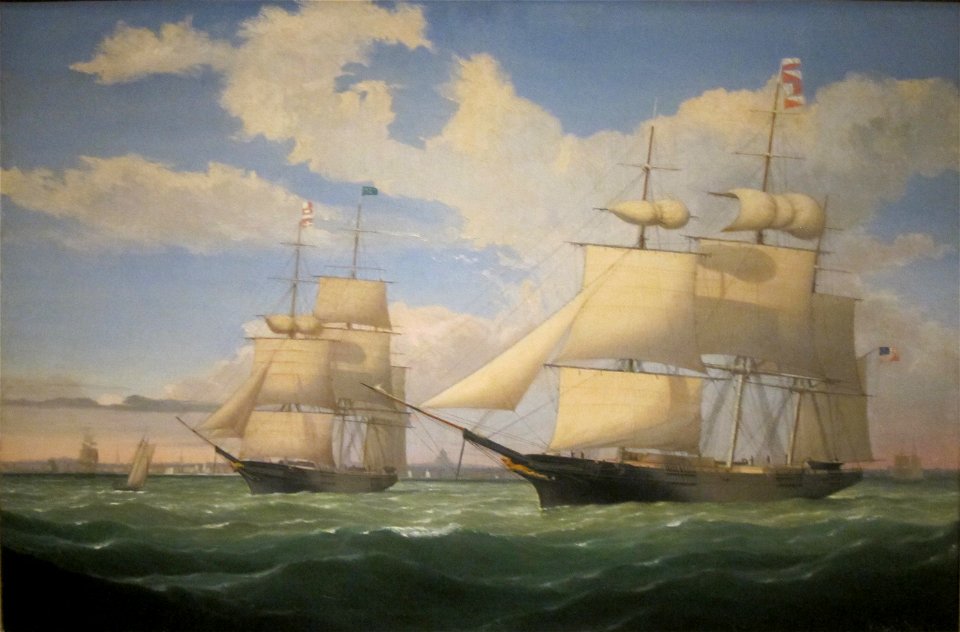 The Ships 'Winged Arrow' and 'Southern Cross' In Boston Harbor by Fitz Henry Lane, 1853