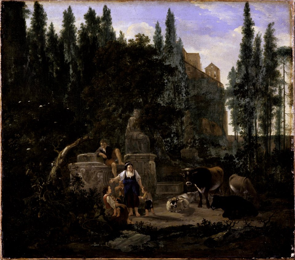 Lapp, Jan - An Italian Landscape with Figures and Cattle - Google Art Project